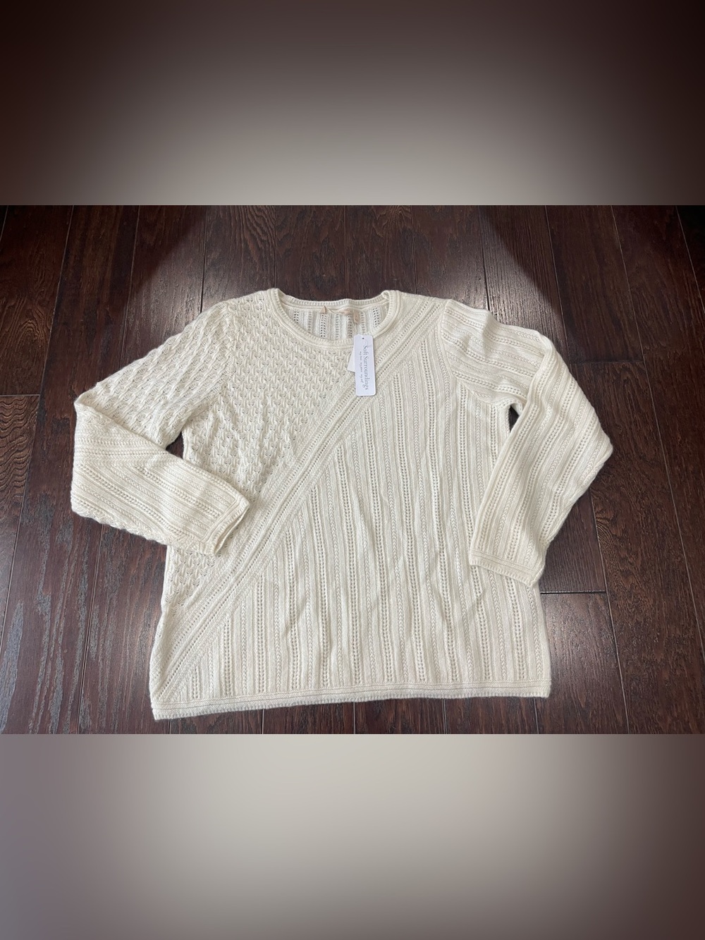 Soft Surroundings Charlette 100% Cashmere Sweater Ivory Pearl Size Large New